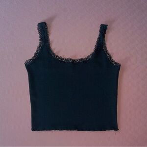 Cotton On Black Lace Cropped Tank Top
